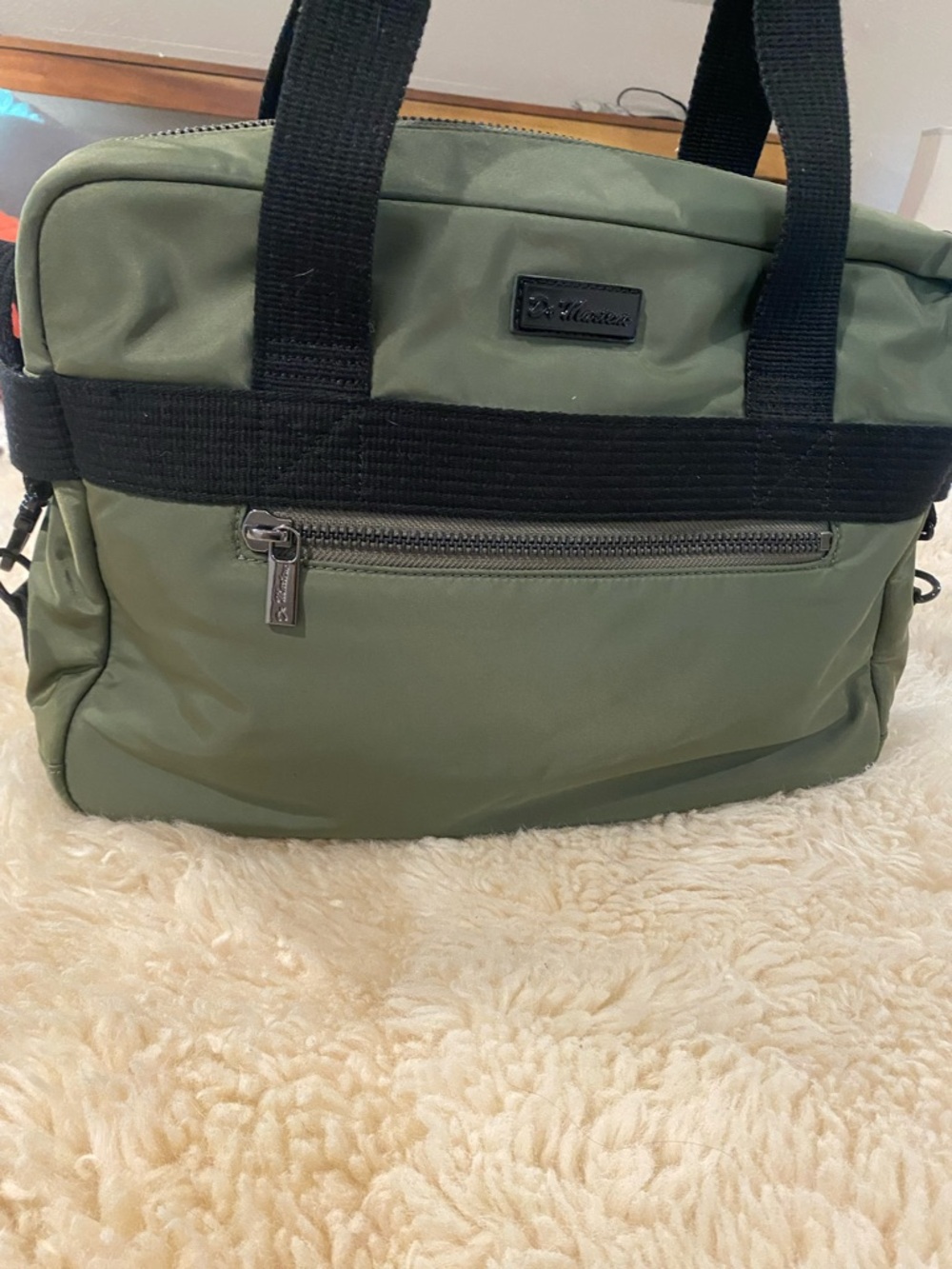 Dr. Martens Olive Green Laptop Tote with Black Webbing